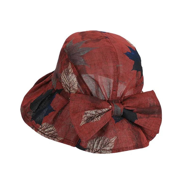 Wide Brim Bow Detail Lightweight UV Protection Bucket Hat