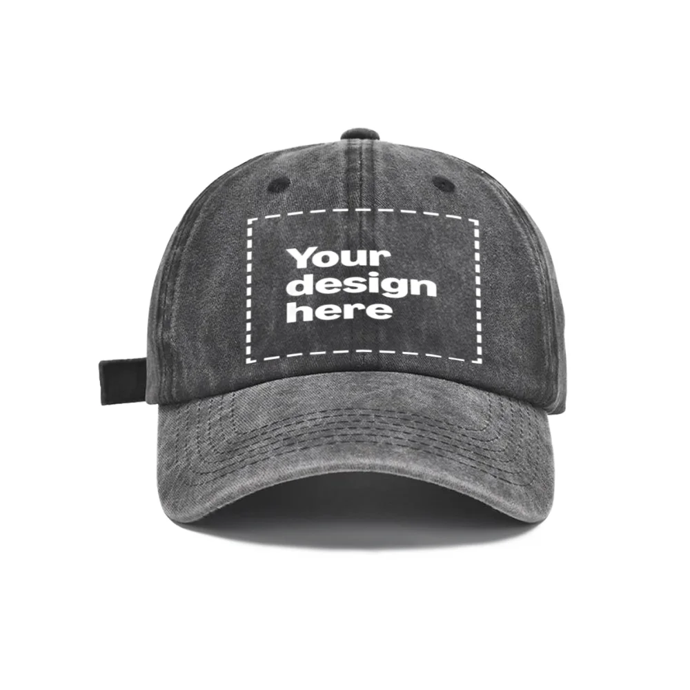 Personalized Vintage Washed Baseball Cap Custom Name Logo Text Dad Hat Adjustable Casual Hat For Men Women Printed In USA