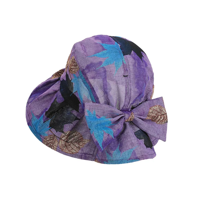 Wide Brim Bow Detail Lightweight UV Protection Bucket Hat