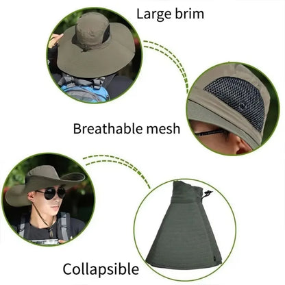 Portable UV Sun Protection Wide Visor Brim Hat 15cm