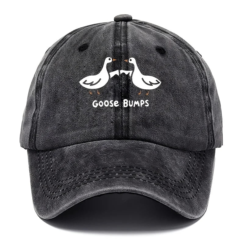 Retro Goose Print Distressed Washed Baseball Cap