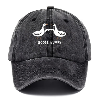 Retro Goose Print Distressed Washed Baseball Cap