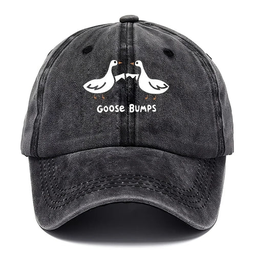Retro Goose Print Distressed Washed Baseball Cap