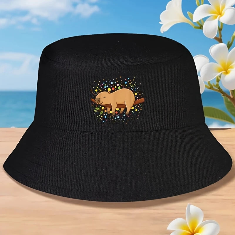 Joyful Polka Dot Capybara Bucket Hat