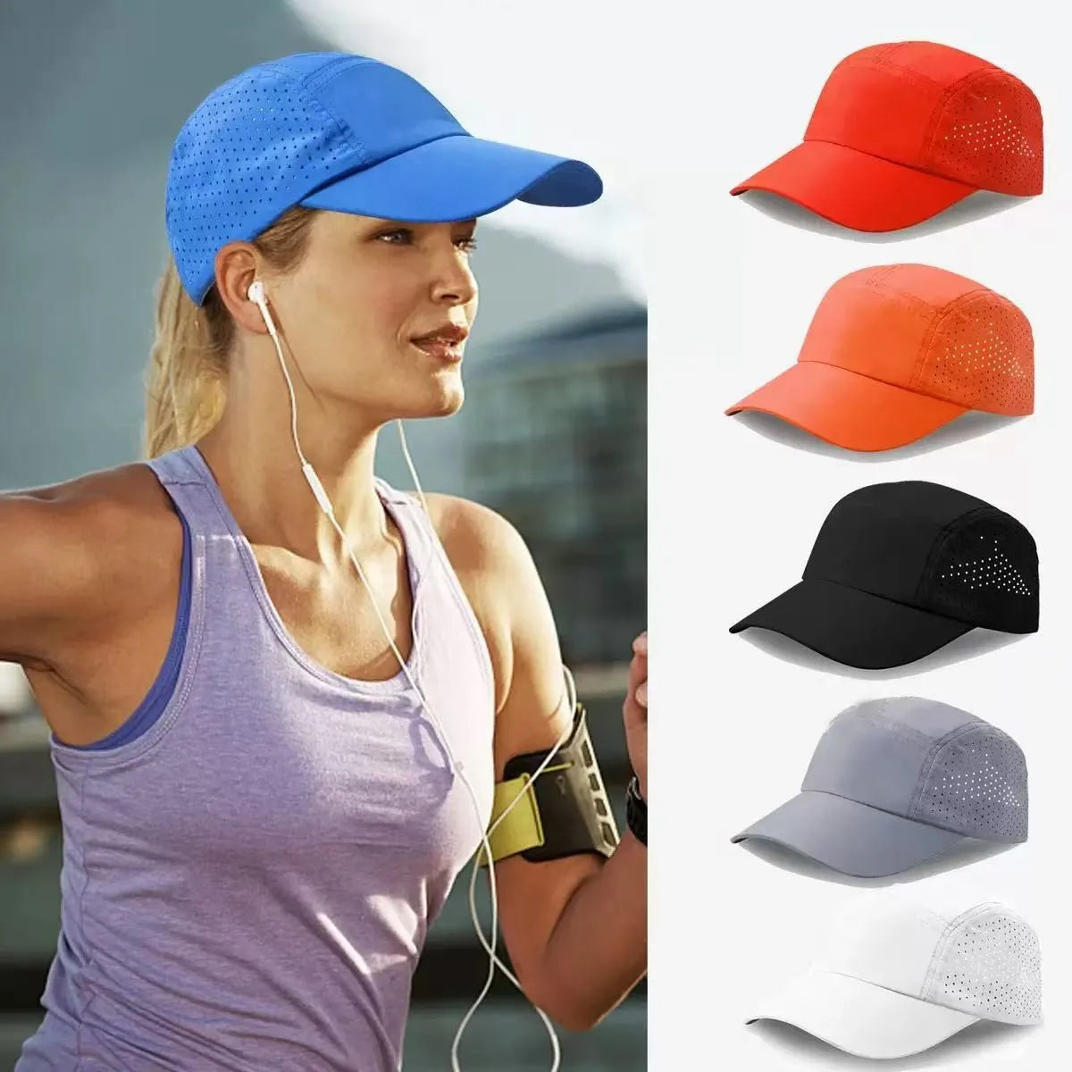 Running Cap Quick Drying Mesh Breathable Outdoor Sports Caps Baseball Size 55-60cm