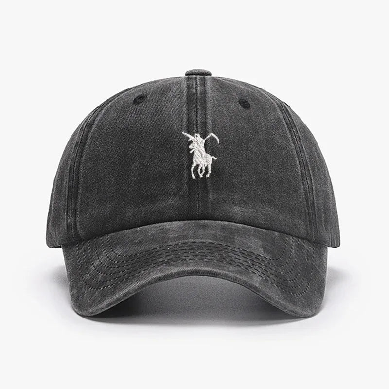 Vintage Embroidered Washed Cotton Baseball Cap