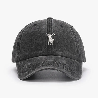 Vintage Embroidered Washed Cotton Baseball Cap