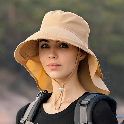 Wide Brim UV Protection Bonnet Bucket Hat