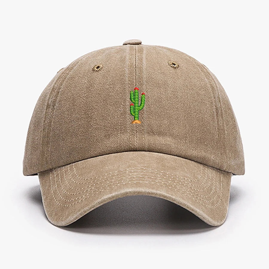 Mini Cactus Embroidery Vintage Soft Baseball Caps Men Women