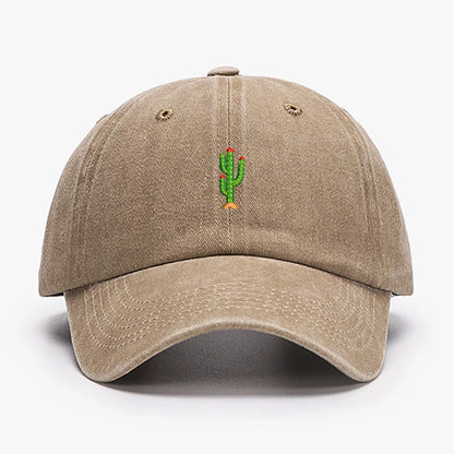 Mini Cactus Embroidery Vintage Soft Baseball Caps Men Women