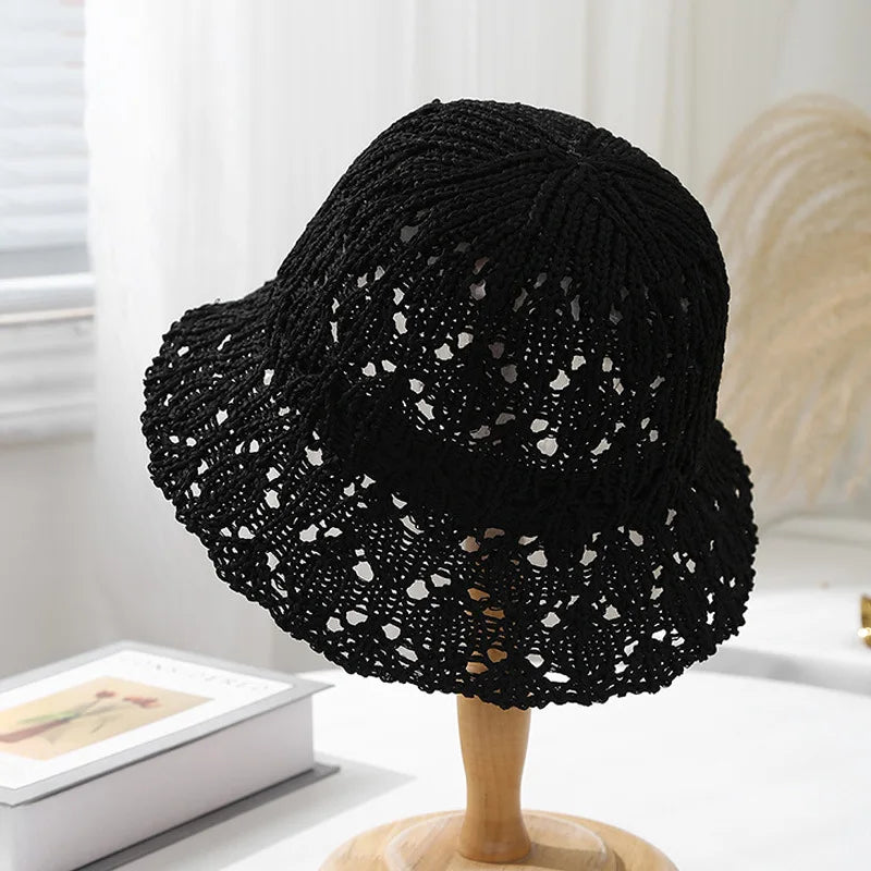 Women's Knitted Bucket Hat For Spring Summer Size 56-58cm