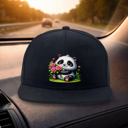 Cartoon Panda Rose Snapback Cap Hat