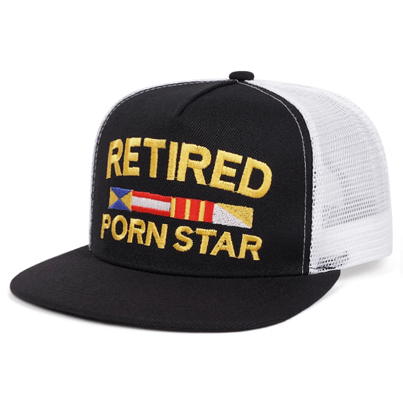Unisex Letter Embroidered Flat Brim Mesh Snapback Cap