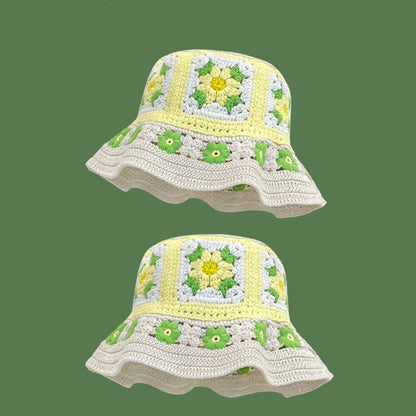 Colorful Floral Plush Bucket Hat
