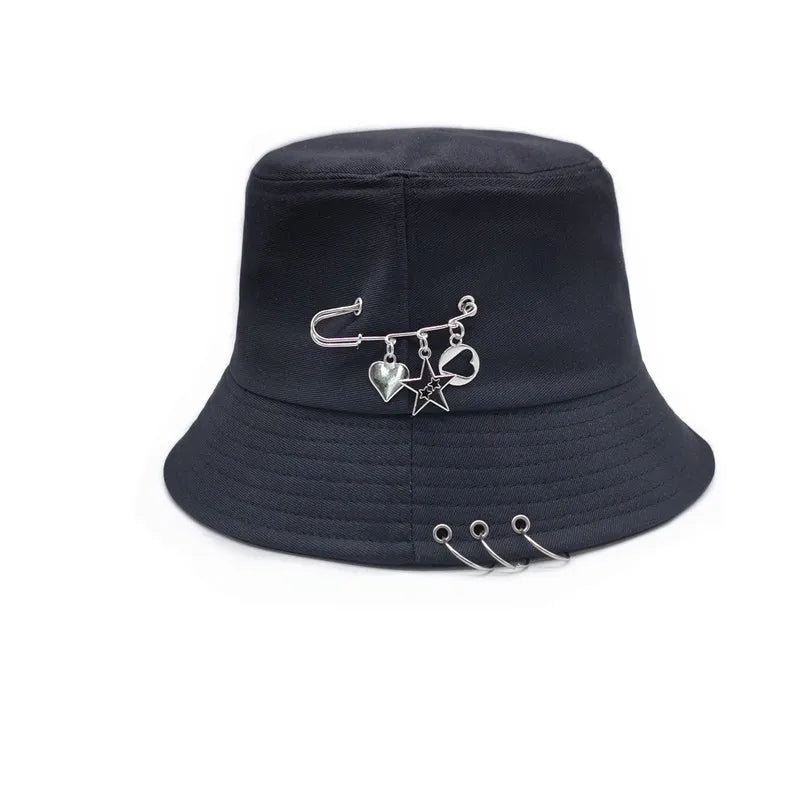 Bucket Hat Women Men Unisex Folding Fisherman Hat Black