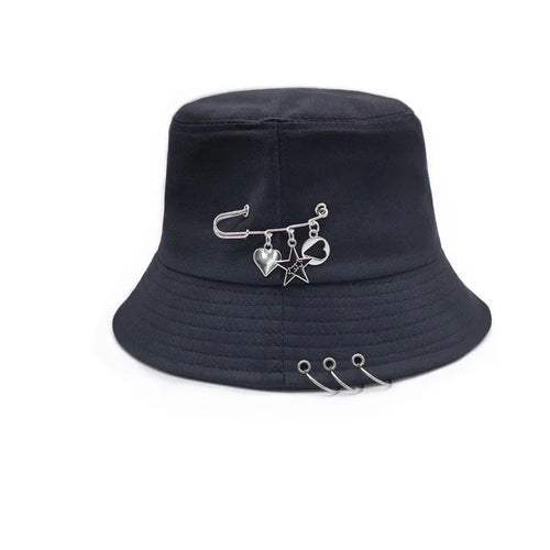 Bucket Hat Women Men Unisex Folding Fisherman Hat Black