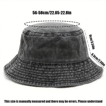 Distressed Duck Embroidered Denim Bucket Hat Streetwear Style
