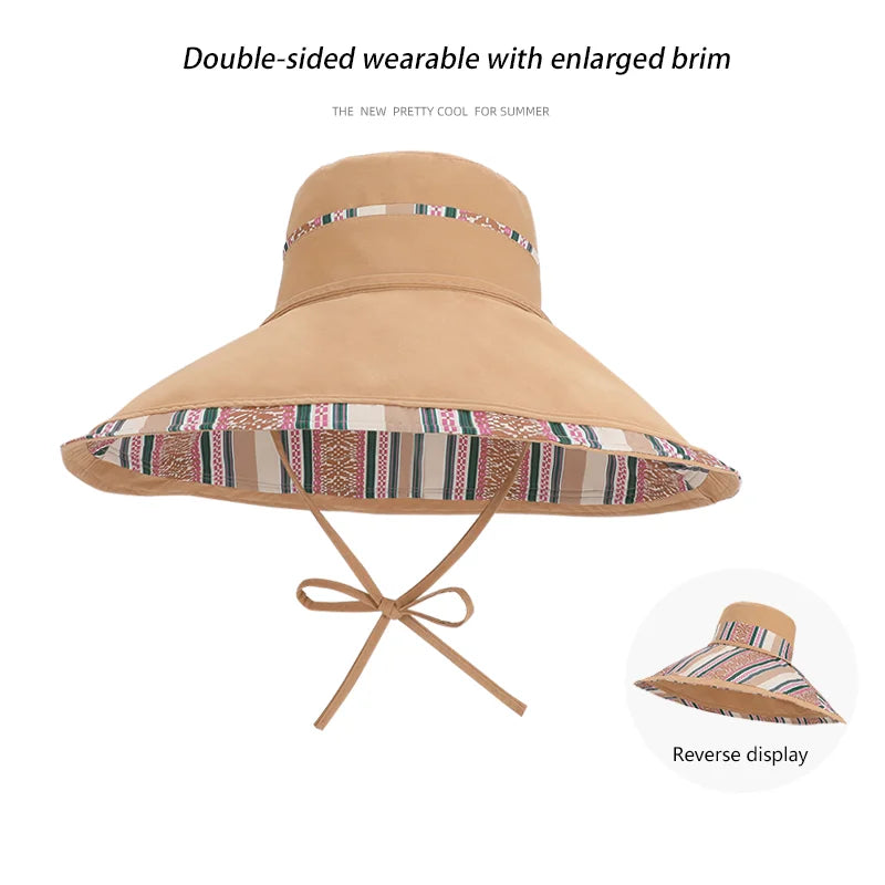 Reversible Wide Brim Summer Kids Bucket Hat
