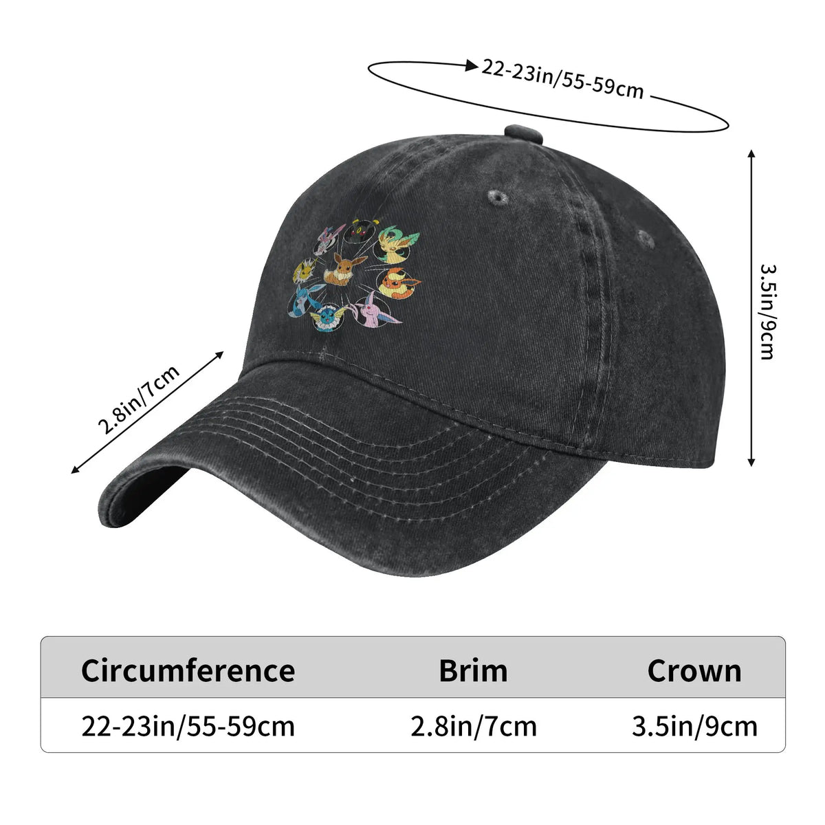 Pokemon Eevee Evolution Circle Casual Baseball Cap
