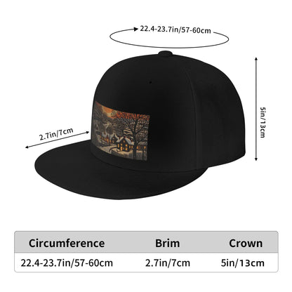 Christmas Linocut Landscape Snapback Cap