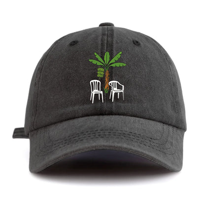 1pc Chair And Tree Print Washed Baseball Cap For Adults, Minimalist Retro Style Casual Soft Adjustable Dad Hat, Perfect As Gift