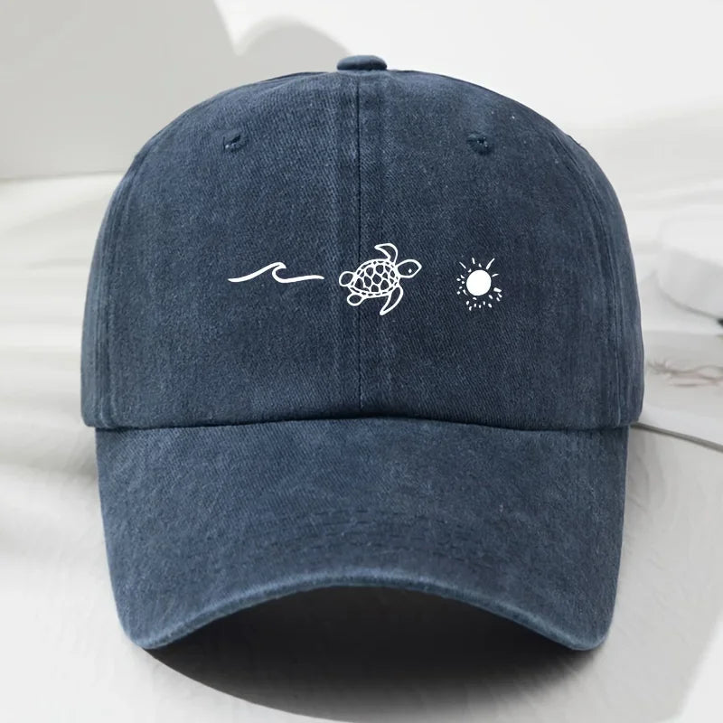 Turtle Pattern Printed Baseball Cap For Daily Casual Style