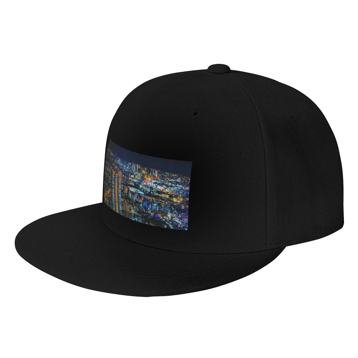 Vibrant Neon Cityscape Illuminated Skyscrapers Night Snapback Cap