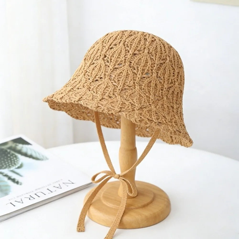 Thin Women Bucket Hat Foldable Design Solid Color