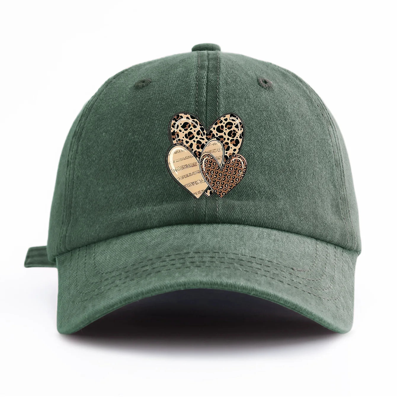 Leopard Heart Retro Dad Baseball Cap