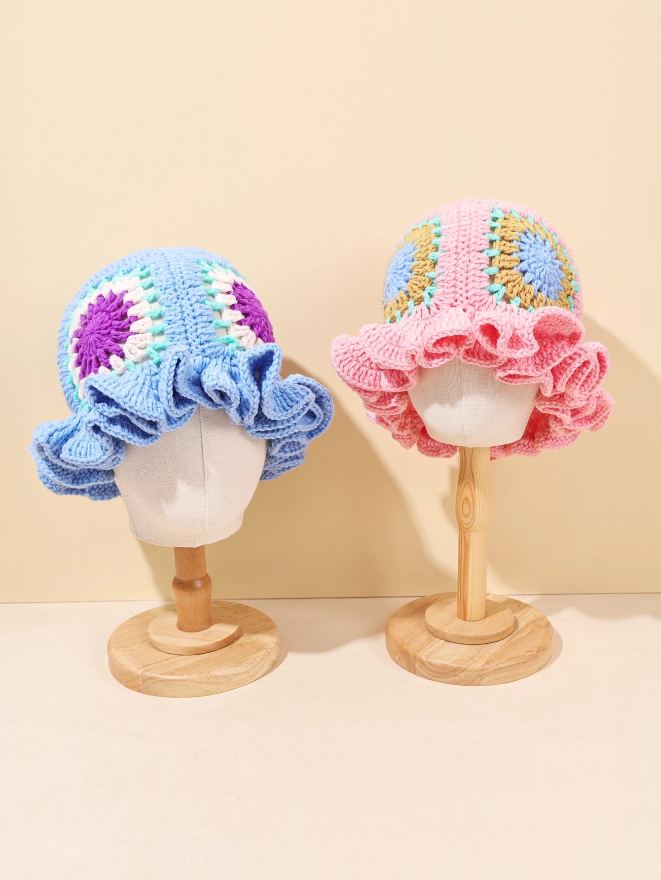 Retro Patchwork Crochet Bohemian Bucket Hat