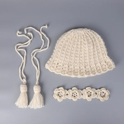 Women Thick Wool Tassel Knitted Bucket Hat