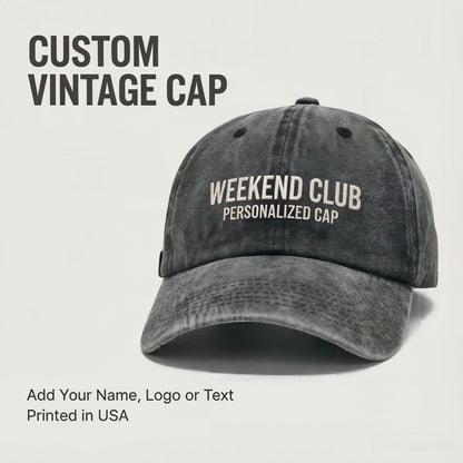 Personalized Vintage Washed Baseball Cap Custom Name Logo Text Dad Hat Adjustable Casual Hat For Men Women Printed In USA