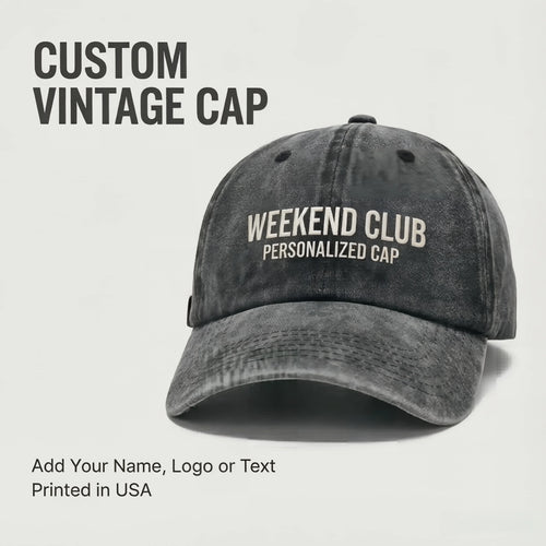 Personalized Vintage Washed Baseball Cap Custom Name Logo Text Dad Hat Adjustable Casual Hat For Men Women Printed In USA