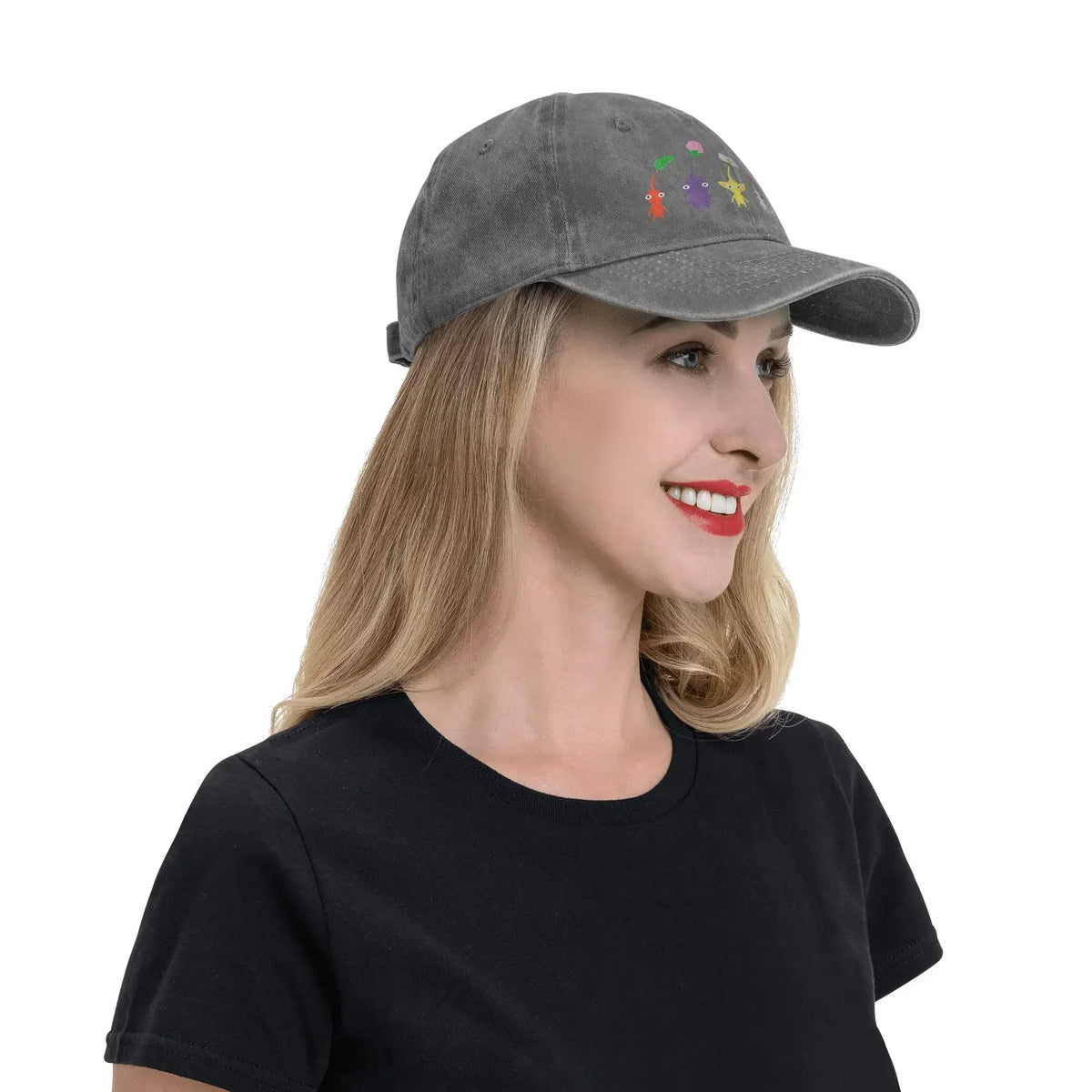 Space Invaders Pixelated Distressed Washed Denim Baseball Cap