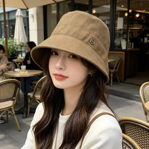 Linen Solid Color Letter Bucket Hat