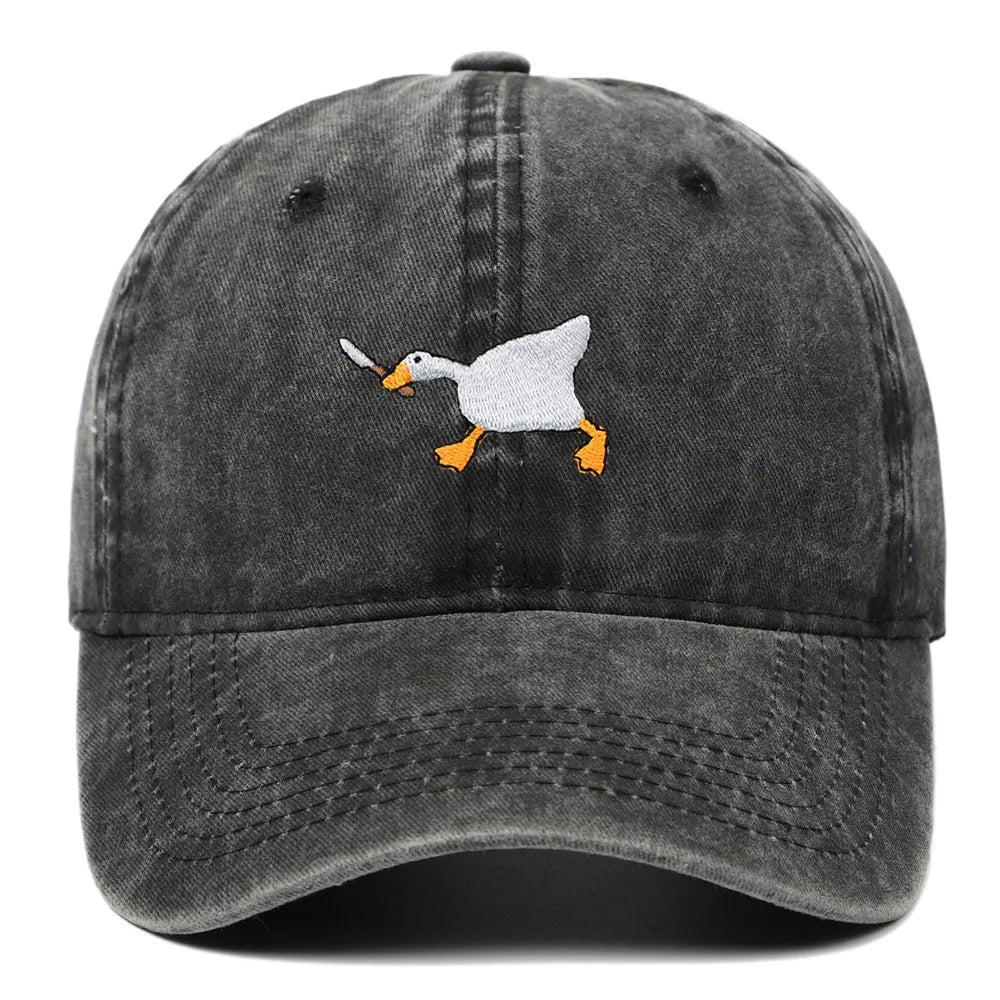 White Goose Embroidered Adjustable Snapback Baseball Cap