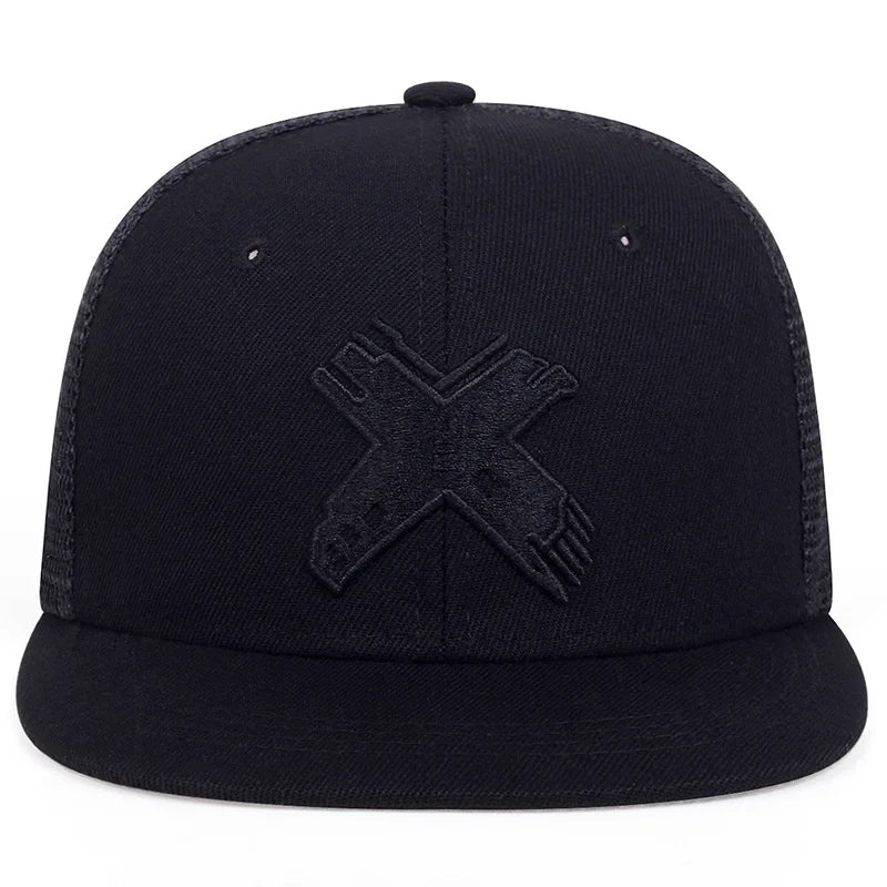 Unisex Simple X Letter Embroidered Snapback Cap