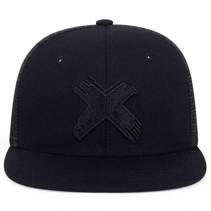 Unisex Simple X Letter Embroidered Snapback Cap