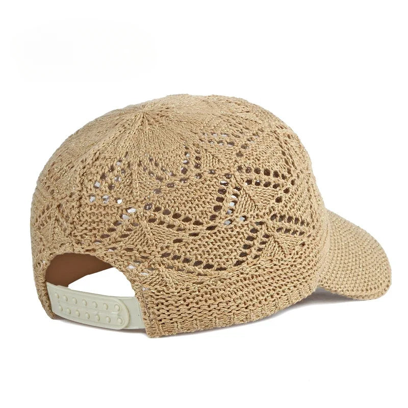 New Hollow Mesh Woman Baseball Cap Knitted Hats For Women Summer