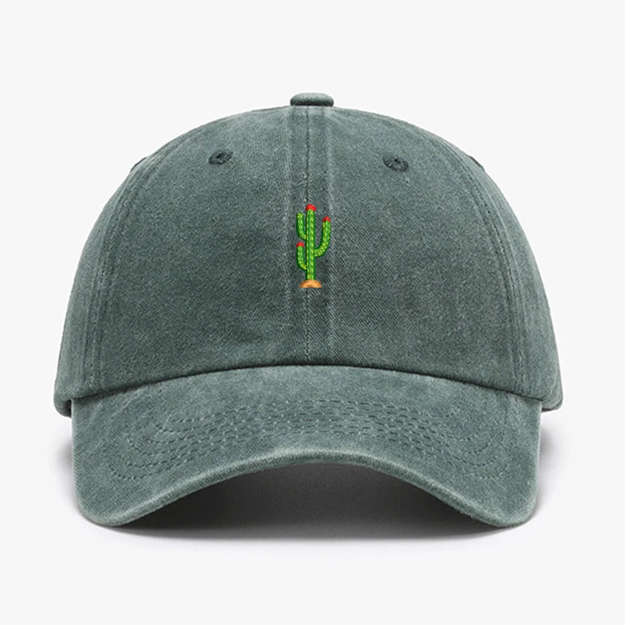 Mini Cactus Embroidery Vintage Soft Baseball Caps Men Women