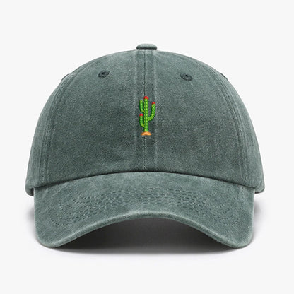 Mini Cactus Embroidery Vintage Soft Baseball Caps Men Women