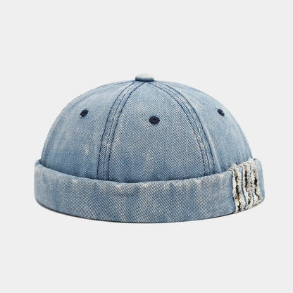 Retro Denim Docker Cap Splicing Style Brimless Caps
