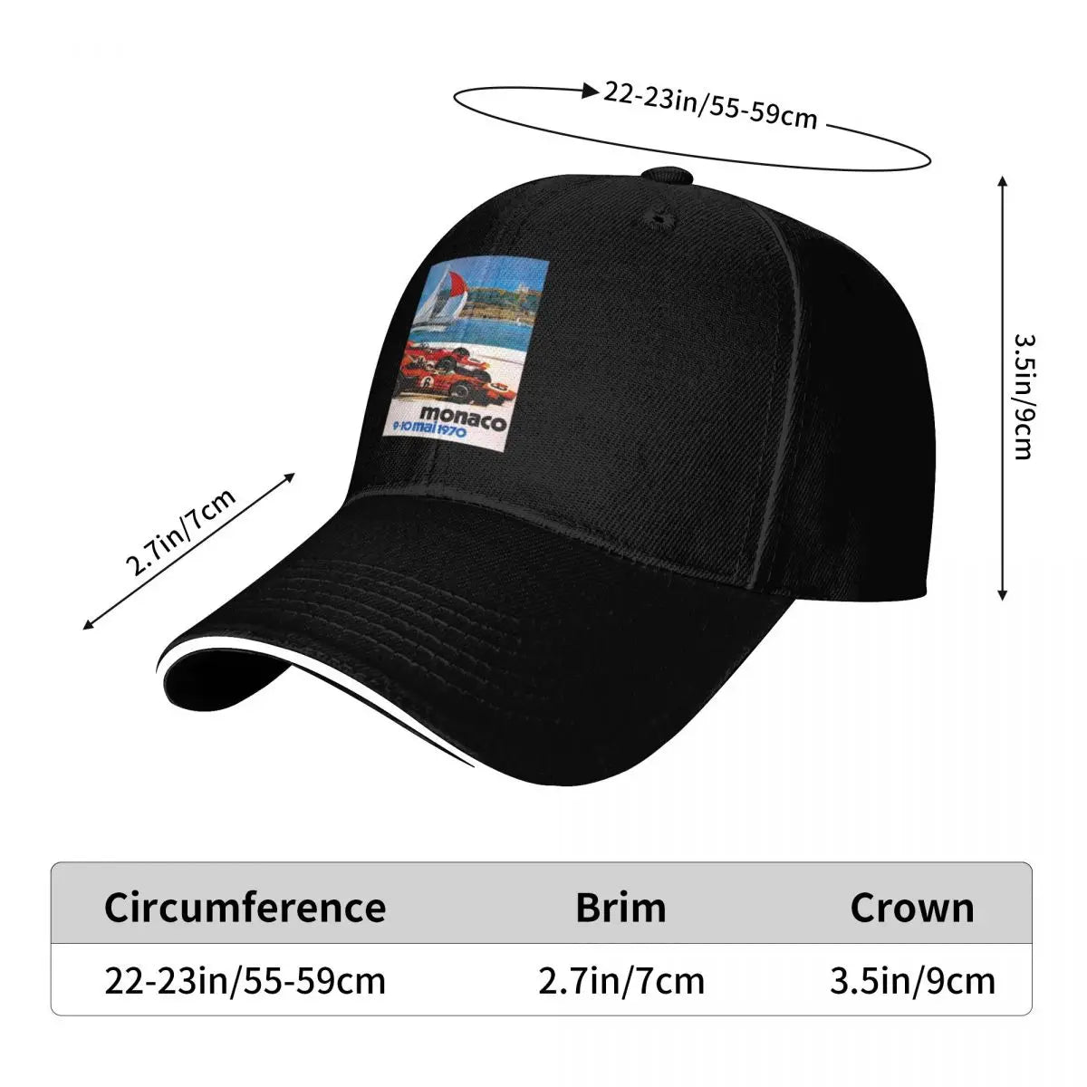 Monaco 1970 Vintage Auto Racing Baseball Cap