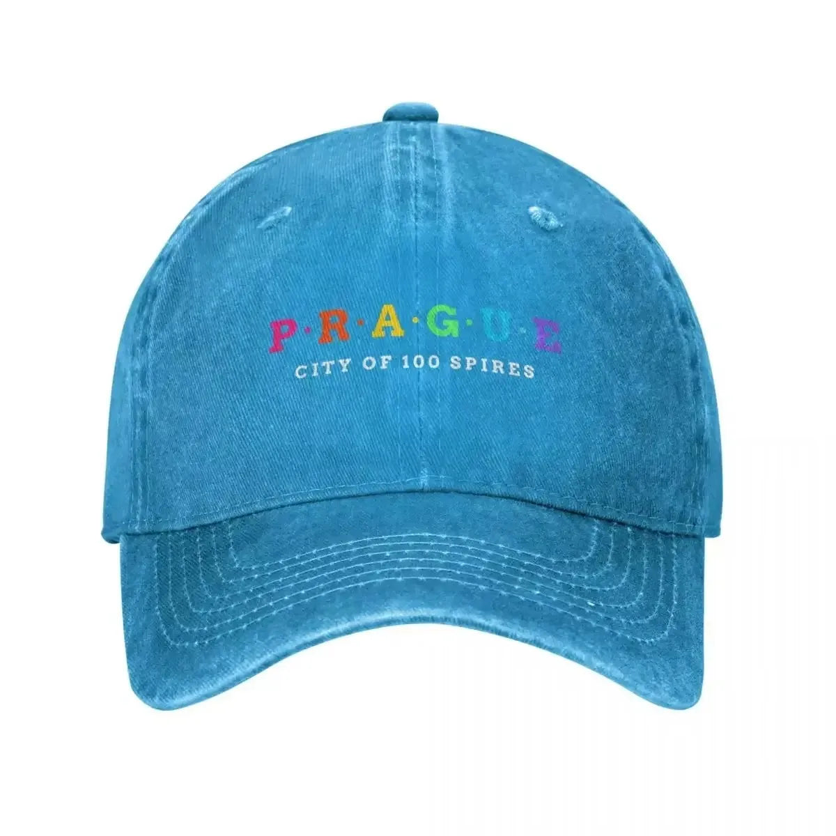 Prague City Of 100 Spires Washed Denim Baseball Cap