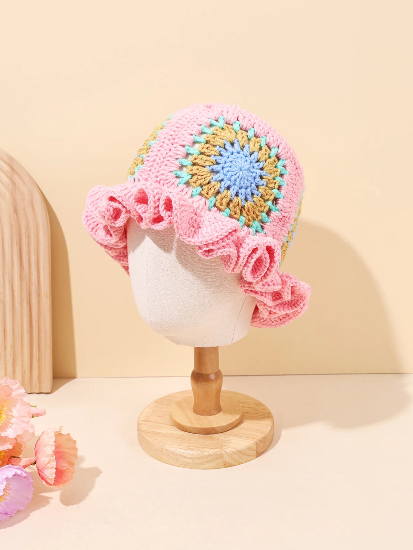 Retro Patchwork Crochet Bohemian Bucket Hat