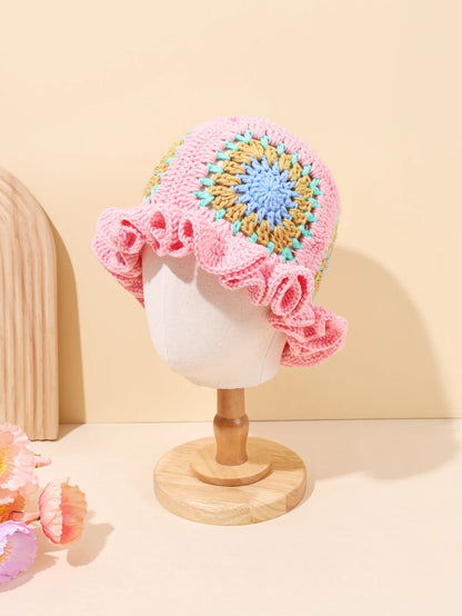 Retro Patchwork Crochet Bohemian Bucket Hat