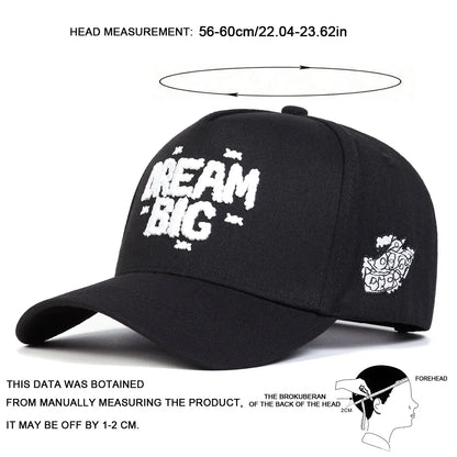 Unisex DREAM BIG Letter Embroidery Baseball Caps Spring Autumn