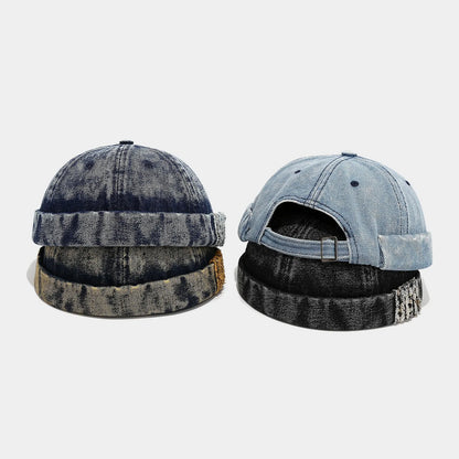 Retro Denim Docker Cap Splicing Style Brimless Caps