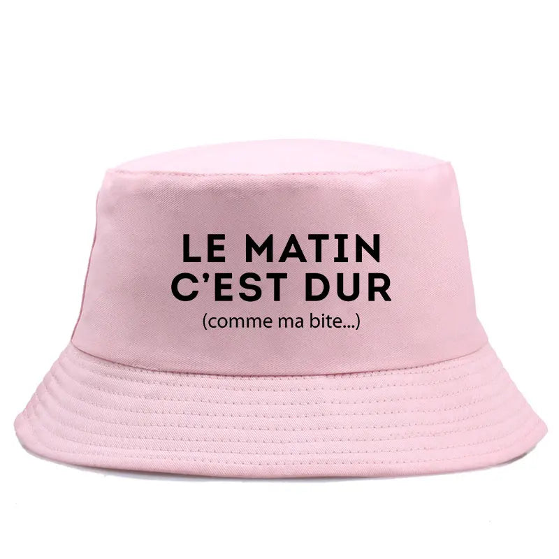 Le Matin Cest Dur Reversible Funny Bucket Hat