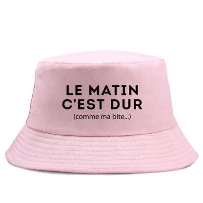 Le Matin Cest Dur Reversible Funny Bucket Hat